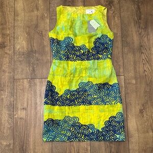 NWT Anthropologie Yellow and Blue Midi Dress